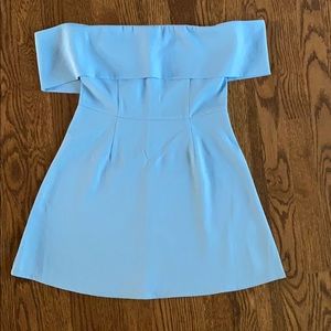 Light blue mini dress off the shoulders